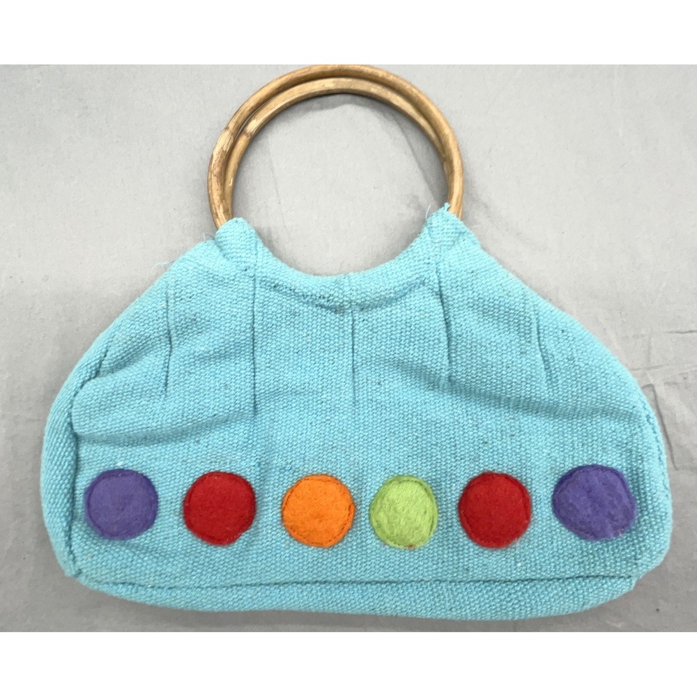 Rising Tide Purse Handbag Blue‎ Cotton Zip Nepal Boho Whimsy Coastal Beachy